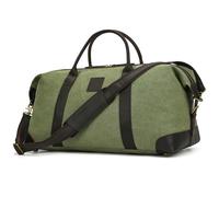 Bolsa de viaje vintage de lona de piel auténtica, unisex, equipaje de mano, bolsa de deporte, bolsa de fin de semana, para viajes cortos, fin de semana, vacaciones, trabajo, 50 litros, Verde-marrón