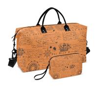 Bolsa de viaje vintage náutica de caza del tesoro naranja bolsa de viaje bolsa de viaje bolsa de gimnasio con bolsa de aseo para viajes de gran capacidad, naranja Vintage Nautical Treasure Hunt, 1