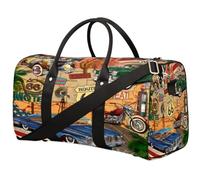 Bolsa de viaje vintage para reparación de póster Route 66 para mujeres, hombres, niñas, niños, vintage, garaje, fin de semana, bolsas de noche de 22.7 L, bolsa de equipaje de cabina para deportes,