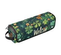 Bolsa de viaje y alfombrilla resistente al calor, impermeable, organizador de viaje para rizador, alisador, secador de pelo, colección Happy St. Patrick's Day Clover Lucky Green
