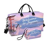 Bolsa de viaje y equipaje con bolsa de aseo para senderismo, multifuncional, bienvenido a la cultura del paisaje de Japón