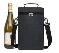Bolsa de vino aislada - bolsa térmica premium 2 botellas, transporte profesional de vino | Forro aislado de fugas, tecnología de retención de temperatura, Durablees Gathing Christmas Parties, Negro