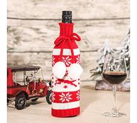 Bolsa de vino, bolsa de botella de Navidad, Adornos navideños de 3 uds., juego de vino con bolas de lana tejidas, juego de champán y vino, bolsa for botella de vino, vestido de mesa (30 * 11 * 1CM)