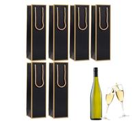 Bolsa de vino de 3.9 x 3.9 x 13.8 pulgadas, 6 piezas, color negro y dorado | Bolsa de transporte de champán para bebidas alcohólicas, whisky, Acción de Gracias, cumpleaños, despedida de soltera