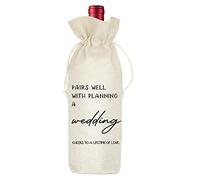 Bolsa de vino de compromiso, regalo de compromiso, regalo de planificación de boda, bolsas de vino de regalo de boda, bolsa de vino de regalo con cordón, combina bien con la planificación de una boda