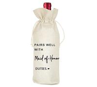 Bolsa de vino de dama de honor, regalo para dama de honor, bolsa de vino de boda, bolsa de vino de arpillera, despedida de soltera, compromiso, regalo de despedida de soltera, bolsa de vino