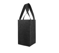 Bolsa de vino para 4 botellas, con asa divisora, bolsa de fieltro para almacenamiento de vino, reutilizable, portátil, color negro y gris oscuro