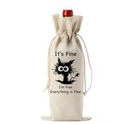 Bolsa de vino para amantes de los gatos, regalos divertidos para amantes de los gatos, It's Fine I'm Fine Everything Is Fine, regalos motivacionales para mujeres, amigas, compañeros de trabajo,