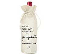 Bolsa de vino para anuncio de embarazo, bolsas de vino para anuncio de bebé, combina bien con felicitaciones de abuelos, regalo para el nuevo abuelo, abuela, nuevo bebé, regalo para abuelos