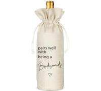 Bolsa de vino para dama de honor, regalo para damas de honor, bolsa de vino de boda, despedida de soltera, compromiso, despedida de soltera, bolsa de vino con cordón de arpillera