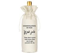 Bolsa de vino para regalos de trabajo, regalo de despedida, nuevos gifrs de trabajo para colegas, compañeros de trabajo, jefes, amigos, bolsa de vino con cordón de arpillera - Felicitaciones nuevo