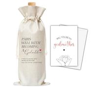 Bolsa de vino y tarjeta de regalo para madrina, regalos de propuesta de madrina, bolsa de vino para Dios Madre, combina bien con convertirse en una bolsa de vino para baby shower Baby Shower, regalos