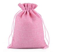 Bolsa de Yute con Cordón 50 unids / lote 15x20, 17x23, 20x30 cm Bolsas de lino de arpillera de yute de 20x30 cm para bolsas de embalaje de regalo Personalizar personalizadas ( Color : Pink , Size : 15