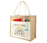 Bolsa de yute con texto en alemán "Alles Gute zum Schullanfang - Schulkinder Schultüte Jute Handtasche, Einschulung Yute Tote Bag 26x22x14 cm, Einschulungsgeschenk für Mädchen und Jungen