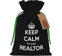 Bolsa de yute reutilizable con cordón ajustable "Keep Calm I'm Your Realtor" para y fiestas.