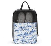 Bolsa de zapatos clásica con patrón de toile azul y blanco para viajes, uso diario, bolsa de almacenamiento antipolvo para zapatos de golf