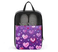 Bolsa de zapatos con diseño de amor morado con cierre de cremallera, bolsas de almacenamiento con asa y portátil, resistente al agua, artículos esenciales de viaje