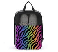 Bolsa de zapatos con diseño de cebra arcoíris para viajes, uso diario, bolsa de almacenamiento antipolvo para zapatos de golf
