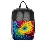 Bolsa de zapatos con diseño de remolino arcoíris con cierre de cremallera, bolsas de almacenamiento con asa y portátil, resistente al agua, artículos esenciales de viaje