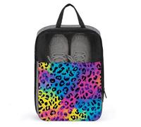 Bolsa de zapatos con estampado de leopardo arcoíris para viajes, uso diario, bolsa de almacenamiento antipolvo para zapatos de golf
