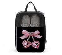 Bolsa de zapatos con lazo de diamante y corazón de cristal rosa para viajes, uso diario, bolsa de almacenamiento antipolvo para zapatos de golf