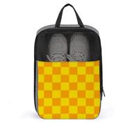 Bolsa de zapatos con patrón de cuadros dorados y naranjas para viajes, uso diario, bolsa de almacenamiento antipolvo para zapatos de golf