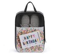 Bolsa de zapatos con texto en inglés "Happy Birthday" para viajes, uso diario, bolsa de almacenamiento antipolvo para zapatos de golf
