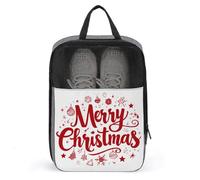 Bolsa de zapatos con texto en inglés "Merry Christmas", color rojo con remolinos para viajes, uso diario, bolsa de almacenamiento antipolvo para zapatos de golf