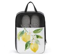 Bolsa de zapatos de acuarela con dos limones con hojas, flores blancas, para viajes, uso diario, bolsa de almacenamiento antipolvo para zapatos de golf