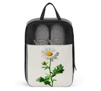 Bolsa de zapatos de acuarela con margaritas blancas con hojas de tallo para viajes, uso diario, bolsa de almacenamiento antipolvo para zapatos de golf