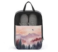 Bolsa de zapatos de árbol de hoja perenne alta con diseño de bosque neblinoso de acuarela para viajes, uso diario, bolsa de almacenamiento antipolvo para zapatos de golf
