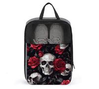 Bolsa de zapatos de calaveras y rosas rojas para viajes, uso diario, bolsa de almacenamiento antipolvo para zapatos de golf