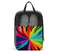 Bolsa de zapatos de colores arcoíris con cierre de cremallera, bolsas de almacenamiento con asa y portátil, resistente al agua, artículos esenciales de viaje