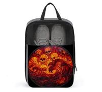 Bolsa de zapatos de cristal de colores con forma de remolino de fuego y calaveras para viajes, uso diario, bolsa de almacenamiento antipolvo para zapatos de golf