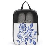 Bolsa de zapatos de flores indias azules y blancas para viajes, uso diario, bolsa de almacenamiento antipolvo para zapatos de golf