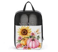 Bolsa de zapatos de girasoles florales y calabazas rosas para viajes, uso diario, bolsa de almacenamiento antipolvo para zapatos de golf