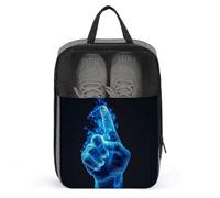 Bolsa de zapatos de golf con dedo índice apuntando a mano en azul fuego para viajes, uso diario, bolsa de almacenamiento antipolvo para zapatos de golf