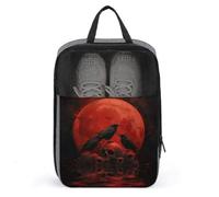Bolsa de zapatos de golf con diseño de calavera de tres cuervos y luna roja oscura para viajes, uso diario, bolsa de almacenamiento antipolvo para zapatos de golf