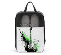 Bolsa de zapatos de guitarra eléctrica en blanco y negro para viajes, uso diario, bolsa de almacenamiento antipolvo para zapatos de golf