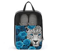 Bolsa de zapatos de leopardo con rosas azules para viajes, uso diario, bolsa de almacenamiento antipolvo para zapatos de golf