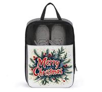 Bolsa de zapatos de muérdago de Feliz Navidad y acebo para viajes, uso diario, bolsa de almacenamiento antipolvo para zapatos de golf
