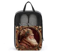 Bolsa de zapatos de Papá Noel con hojas de acebo para viajes, uso diario, bolsa de almacenamiento antipolvo para zapatos de golf