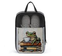 Bolsa de zapatos de rana verde en pila de libros pesados para viajes, uso diario, bolsa de almacenamiento antipolvo para zapatos de golf