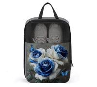 Bolsa de zapatos de rosas azules y blancas para viajes, uso diario, bolsa de almacenamiento antipolvo para zapatos de golf
