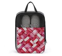 Bolsa de zapatos de tela tejida rosa acuarela con texturas trenzadas para viajes, uso diario, bolsa de almacenamiento antipolvo para zapatos de golf