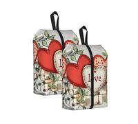 Bolsa de zapatos de viaje con diseño de hojas de corazón, resistente al agua, con asa de cremallera, bolsa ligera para maleta y gimnasio, se pliega para empacar, Hojas de corazón de amor, 22 x 12 x 42