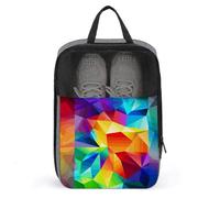 Bolsa de zapatos geométrica arcoíris con cierre de cremallera, bolsas de almacenamiento con asa y portátil, resistente al agua, artículos esenciales de viaje