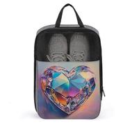 Bolsa de zapatos iridiscente de color arcoíris pastel con corazón de cristal para viajes, uso diario, bolsa de almacenamiento antipolvo para zapatos de golf
