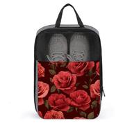 Bolsa de zapatos romántica con diseño de rosa roja para viajes, uso diario, antipolvo