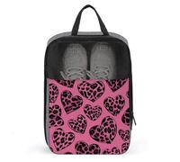 Bolsa de zapatos rosa con estampado de leopardo y corazones en color rosa para viajes, uso diario, bolsa de almacenamiento antipolvo para zapatos de golf